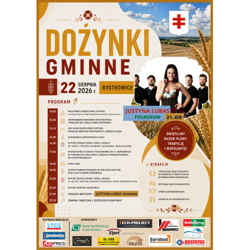 Gminne Dożynki 2026 w Bystrowicach – zapraszamy do wspólnego świętowania!