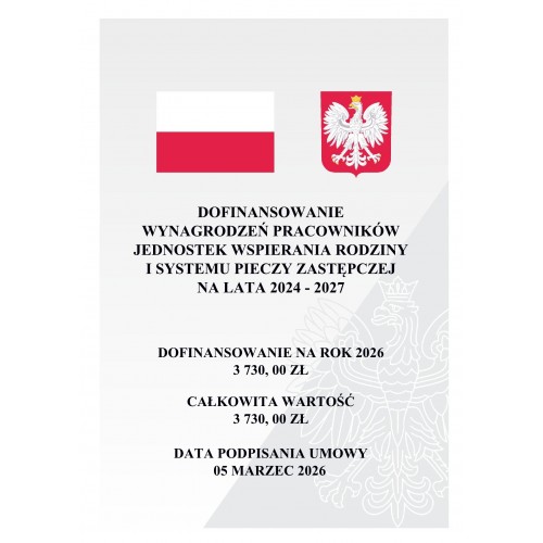 DOFINANSOWANIE WYNAGRODZEŃ PRACOWNIKÓW JEDNOSTEK WSPIERANIA RODZINY I SYSTEMU PIECZY ZASTĘPCZEJ NA LATA 2024 - 2027