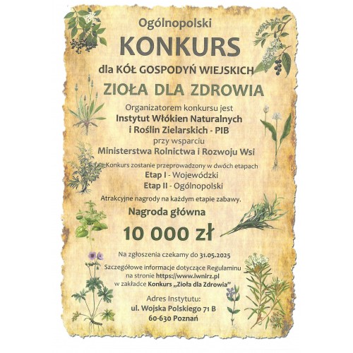 OGÓLNOPOLSKI KONKURS DLA KÓŁ GOSPODYŃ WIEJSKICH "Zioła dla zdrowia".