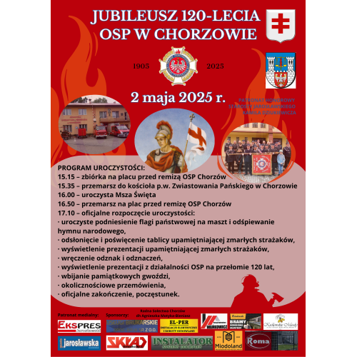 Jubileusz 120-lecia Ochotniczej Straży Pożarnej w Chorzowie! 2 maj 2025 r.