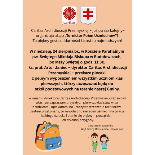Akcja Caritas Archidiecezji Przemyskiej "Tornister Pełen Usmiechów"!