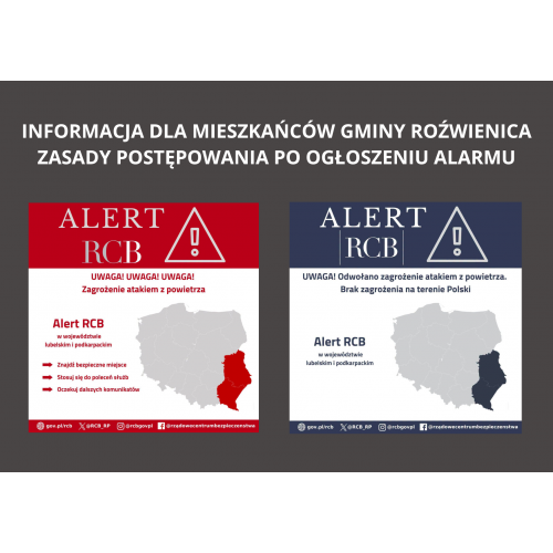  Zasady postępowania po ogłoszeniu alarmu - INFORMACJA DLA MIESZKAŃCÓW GMINY ROŹWIENICA.