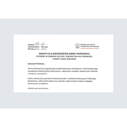ANKIETA DLA MIESZKAŃCÓW GMINY ROŹWIENICA – ZAPRASZAMY DO WYPEŁNIENIA! ANKIETA DLA MIESZKAŃCÓW GMINY ROŹWIENICA – ZAPRASZAMY DO WYPEŁNIENIA!