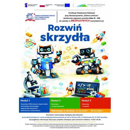 Informacja o rozpoczęciu rekrutacji do zadania nr 1 Organizacja warsztatów pn. „Rozwiń skrzydła”. Informacja o rozpoczęciu rekrutacji do zadania nr 1 Organizacja warsztatów pn. „Rozwiń skrzydła”.