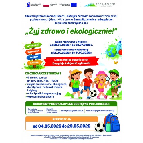 Bezpłatne półkolonie dla dzieci – „Żyj zdrowo i ekologicznie”! 