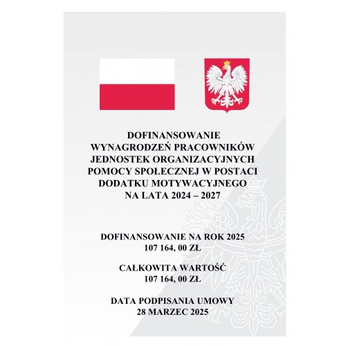 Dofinansowanie wynagrodzeń pracowników jednostek organizacyjnych pomocy społecznej w postaci dodatku motywacyjnego na lata 2024-2027.
