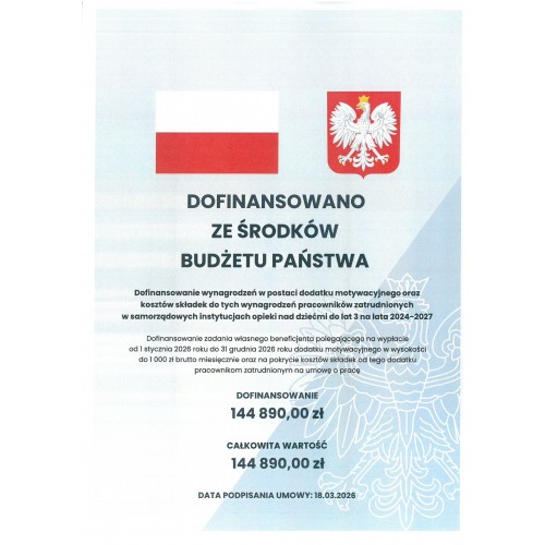 Dofinansowanie wynagrodzeń w postaci dodatku motywacyjnego oraz kosztów składek od tych wynagrodzeń pracowników zatrudnionych w samorządowych instytucjach opieki nad dziećmi do lat 3 na lata 2024-2027.